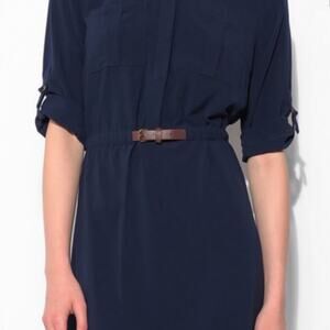 Skies Are Blue Delaine Belted Shirt Dress Navy XLP XL Petite NWT Stitchfix